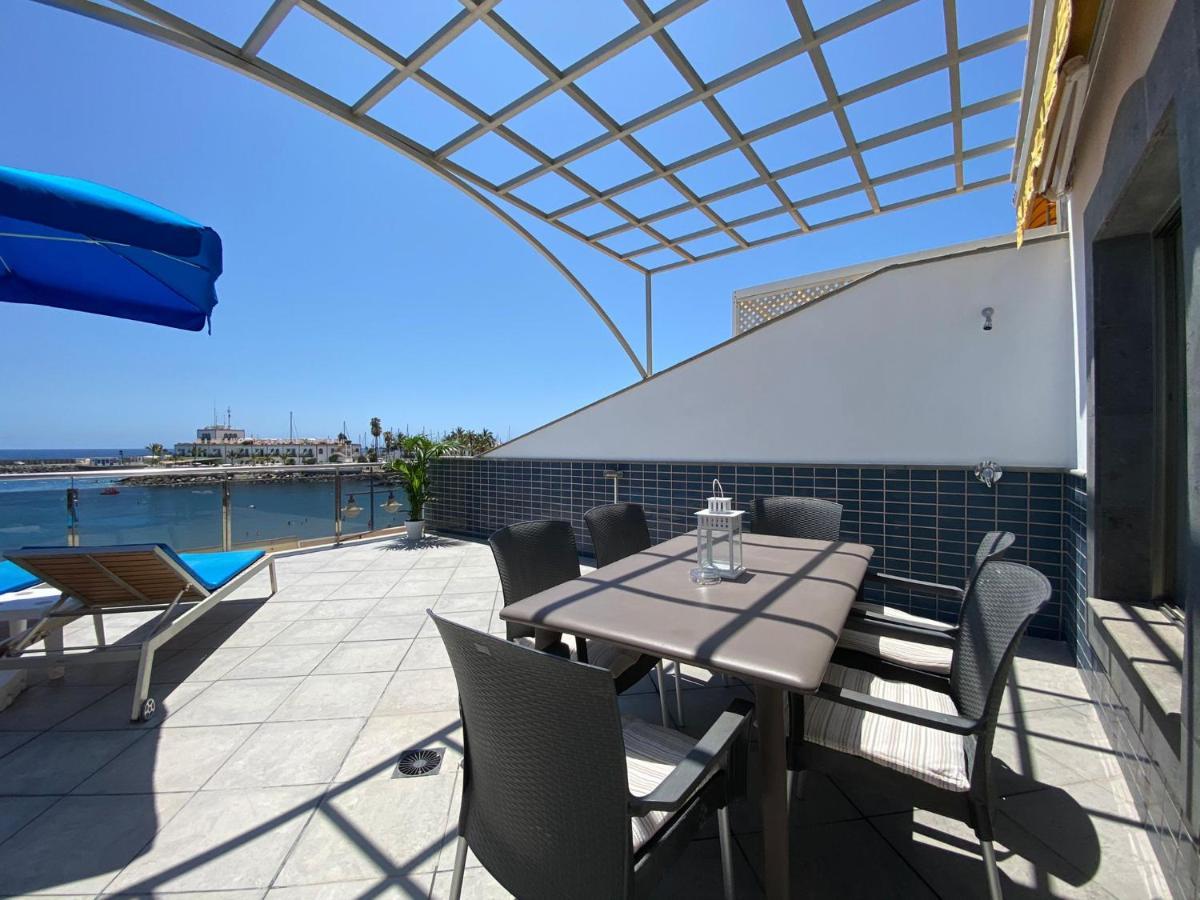 Billy'S Beachfront Apartment With Pool Access Puerto De Mogan Kültér fotó